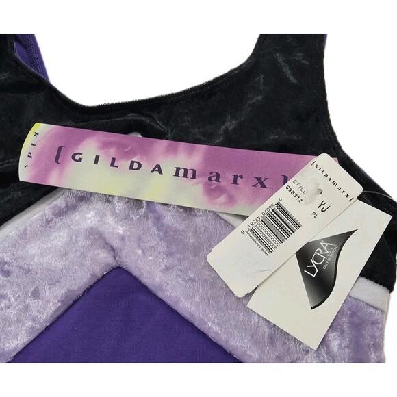 Gilda Marx VTG 90s Cotton Velvet Colorblock Dance Leotard Adult XS (Y/J) Purple - Picture 8 of 13